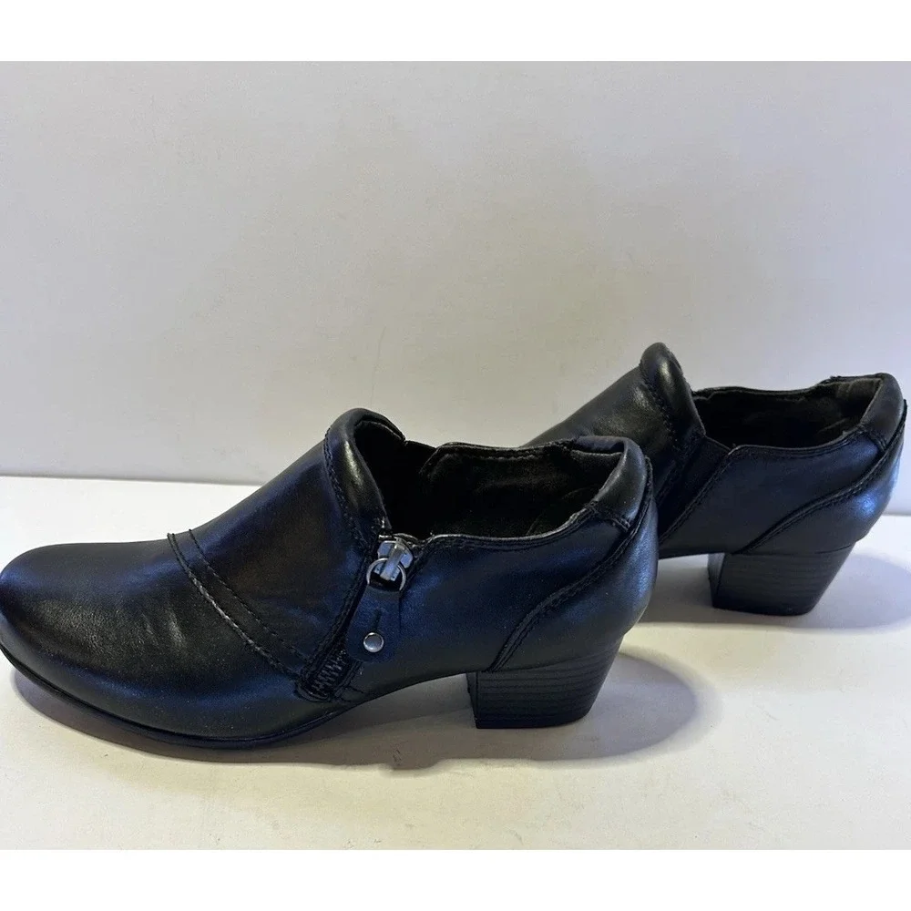 Laurel Blakweil Bootie Black Vegan Leather Side Zip Boots Sz 7 SoftFlex Sole